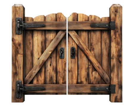 rustic wooden countryside entrance gate with simple latch, showcasing natural textures and warm tones, perfect for enhancing outdoor aesthetics