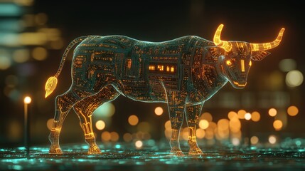 High-tech AI-inspired digital grid with floating data particles, glowing energy points, and a futuristic copy space.