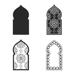Islamic Window Shapes – Black Muslim Architecture Vector Silhouettes
