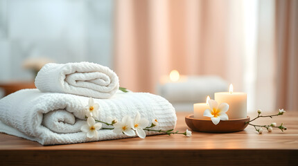 Spa still life art collection featuring serene spa scenes. copyspace for text