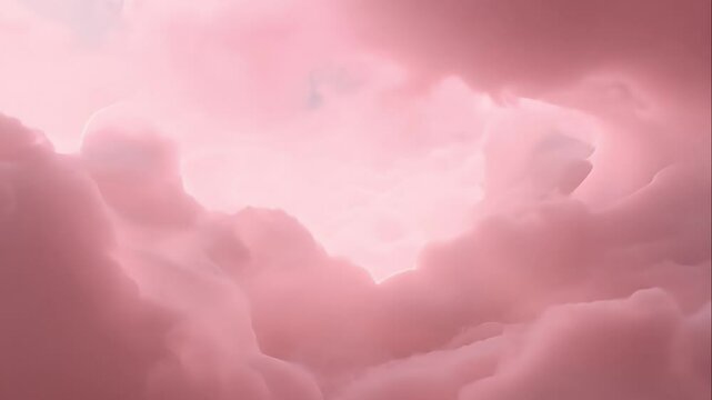 Abstract movement of pink clouds, revealing a glowing vanilla world beyond