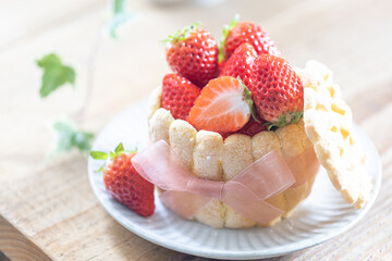 苺のシャルロットケーキ