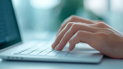 Boosting productivity, person working efficiently on a laptop, embracing modern technology for seamless online tasks and digital communication