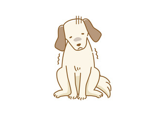 怖がる具合が悪い震えている辛そうな耳が垂れた犬のイラスト