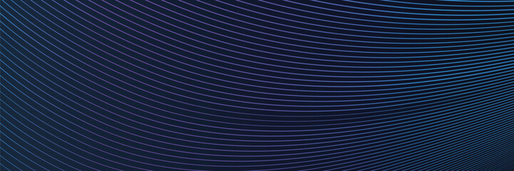 Abstract glowing wave lines on dark blue background. Dynamic wave pattern. Modern flowing wavy lines. Futuristic technology concept. Suit for banner, poster, cover, brochure, flyer, website