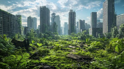 Naklejka premium Eco Cityscape Futuristic Green Urban Landscape High Resolution Image