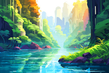 Mountain Valley River Landscape Nature