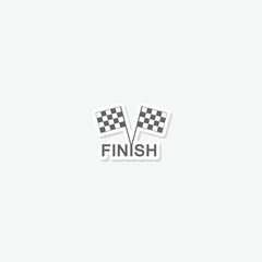 Finish flag for car racing icon sticker isolated on gray background