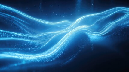 Fototapeta premium Silky flowing waves of blue and white light forming an elegant and futuristic abstract background with smooth copy space.