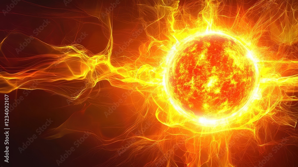 Poster surreal sci-fi energy core surrounded by glowing neon plasma waves, creating an intense futuristic b
