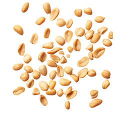 Tasty and nutritious peanuts isolated on transparent white background, clipping path