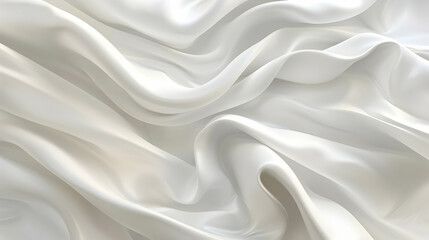 Fototapeta premium A close-up view of flowing white satin fabric, showcasing its smooth texture and elegance.