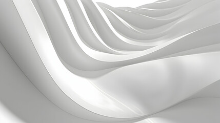 Abstract waves of smooth white curves creating a serene, modern aesthetic.