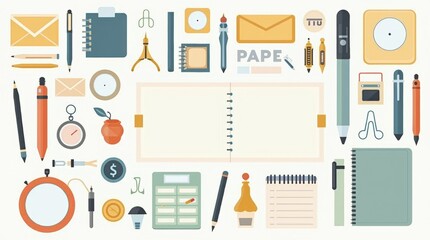 Illustrated composition of various writing