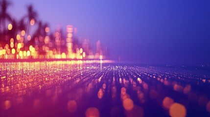 Abstract Night Cityscape with Bokeh Lights Effect
