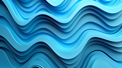 Fototapeta premium Abstract blue waves in layered design, creating a sense of depth and movement.