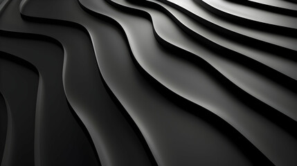 Fototapeta premium Abstract black waves create a smooth, flowing texture, evoking depth and movement.