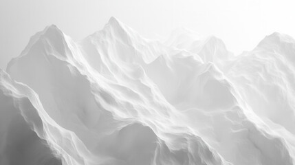 Obraz premium Monochromatic Mountain Majesty: A minimalist, monochrome depiction of a majestic mountain range, rendered in shades of white and grey, evokes a sense of serenity and vastness.