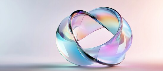 Translucent glass ring, light on soft background.