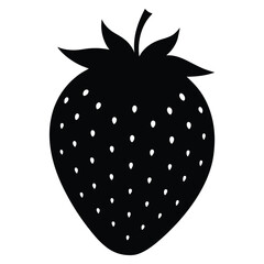 Strawberry Silhouette Vector Art - Black Strawberry Fruit Illustration