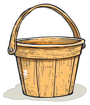 recommend clip art: Wooden Bucket with Handle Illustration