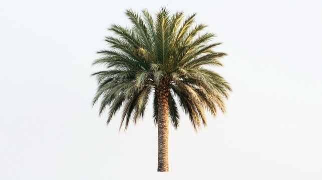 Single palm tree, sunny day, white background, tropical landscape, website design
