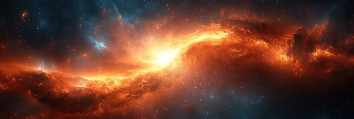 Obraz premium Cosmic Inferno: A fiery nebula in deep space