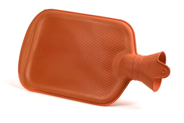 Rubber orange heating pad. Orange rubber heating pad isolated on a white background. Extreme closeup. © Akova