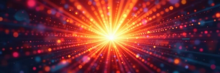 Obraz premium Abstract sunburst with intense light rays, creating a dazzling effect, image, golden