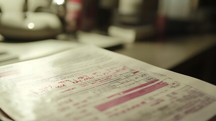 A high-definition close-up of an electricity billa??s due date highlighted in bold red ink.