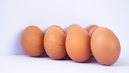 Fresh egg, ready to cook, with white background. Concept of healthy and natural food