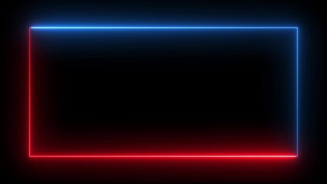 Square rectangle frame glowing neon animation on black background and 4k video animation. seamless loop - vertical