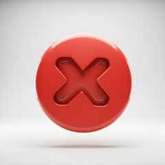 Obraz premium Red Button Icon in White Background