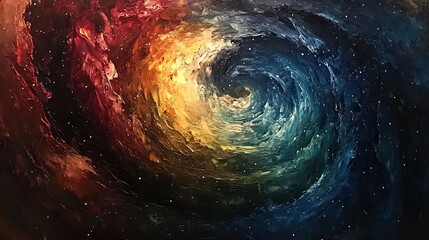Fototapeta premium Whirlwind of Color Abstract Painting Bold impasto texture Rich fiery and cool hues. AI Generated