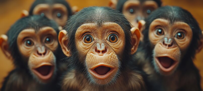 Monkey selfie. Generative AI technology.	
