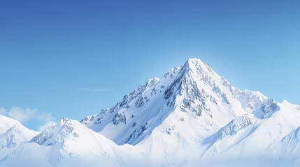 Fototapeta premium Majestic snow covered mountain peaks under clear blue sky