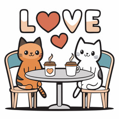 sticker design of a cozy cat 