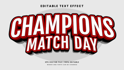 Champions match day 3d editable text effect sport template