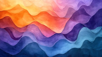 Obraz premium Vibrant Watercolor Mountains Sunset Hues. AI Generated