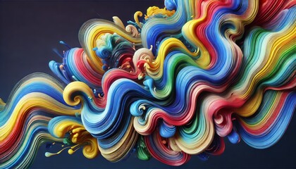 High-Resolution Abstract Fluid Paint Swirls with Vibrant Colors and Dynamic Liquid Patterns - Artistic 16:9 Stock Image