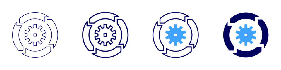 Iterations icon in 4 different styles. Thin Line, Line, Bold, and Bold Line. Duotone style. Editable stroke