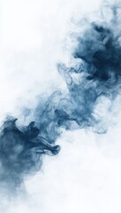 Abstract blue smoke swirls on white background.