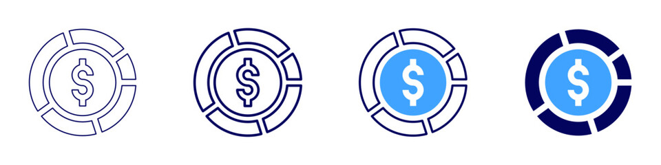 Money managements icon in 4 different styles. Thin Line, Line, Bold, and Bold Line. Duotone style. Editable stroke
