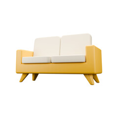 3d rendered illustration of aesthetic wooden sofa 