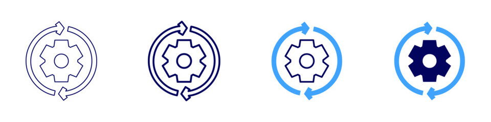 Progressing work icon in 4 different styles. Thin Line, Line, Bold, and Bold Line. Duotone style. Editable stroke