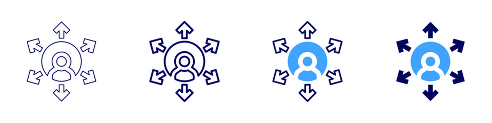 Outsourcing services icon in 4 different styles. Thin Line, Line, Bold, and Bold Line. Duotone style. Editable stroke