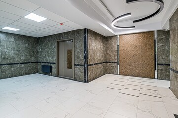 Russia, Moscow- May 27, 2020: interior apartment public place, house entrance. doors, walls,...