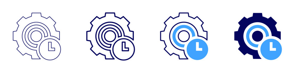 Time managings icon in 4 different styles. Thin Line, Line, Bold, and Bold Line. Duotone style. Editable stroke