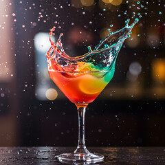 cocktail in a glass with splashes