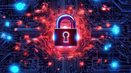 Futuristic Digital Padlock for Cybersecurity